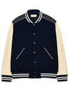 Teddy Wool Bomber Jacket Navy - ROLLING STUDIOS - BALAAN 1