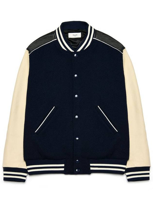 Teddy Wool Bomber Jacket Navy - ROLLING STUDIOS - BALAAN 2