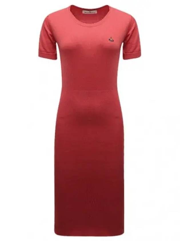 Women's ORB Knit Blend Short Dress Coral Red - VIVIENNE WESTWOOD - BALAAN 2