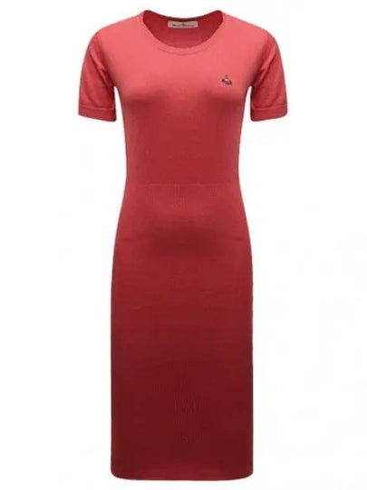 Women's ORB Knit Blend Short Dress Coral Red - VIVIENNE WESTWOOD - BALAAN 2