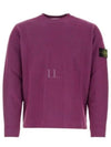 Men's Wappen Patch Crewneck Knit Sweatshirt Magenta - STONE ISLAND - BALAAN 2