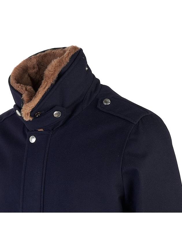 Fur Collar Flap Pocket Jacket Navy - BRUNELLO CUCINELLI - BALAAN 6