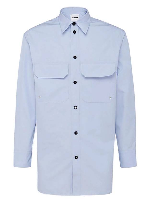 Men's Long Sleeve Shirt Blue - JIL SANDER - BALAAN.