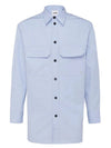 Men's Flap Pocket Oversized Cotton Long Sleeve Shirt Blue - JIL SANDER - BALAAN 1