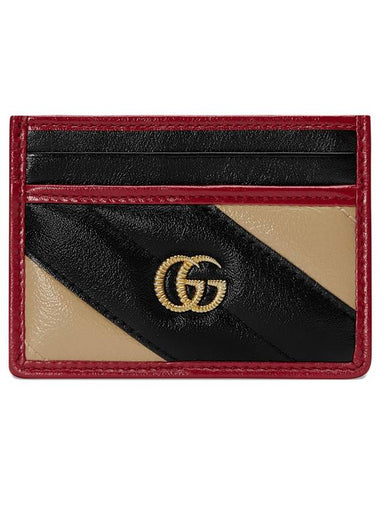 GG Marmont Card Wallet Black Beige - GUCCI - BALAAN 1