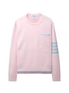Milano Stitch 4-Bar Boxy Crew Neck Pullover Knit Top Pink - THOM BROWNE - BALAAN 1