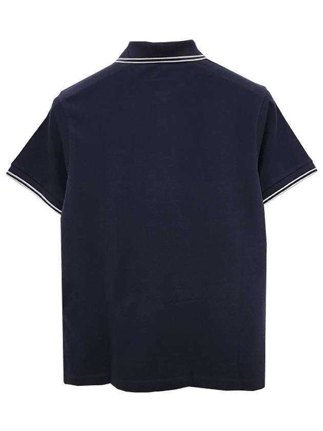 Stretch Cotton Pique Short Sleeve Polo Shirt Navy - STONE ISLAND - BALAAN 4