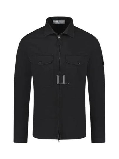 Organic Stretch Cotton Satin Long Sleeve Shirt Black - STONE ISLAND - BALAAN 2