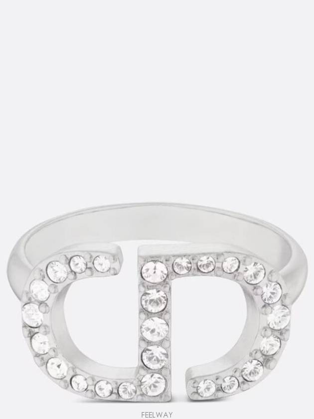 Petite CD Metal White Crystal Ring Silver - DIOR - BALAAN 3