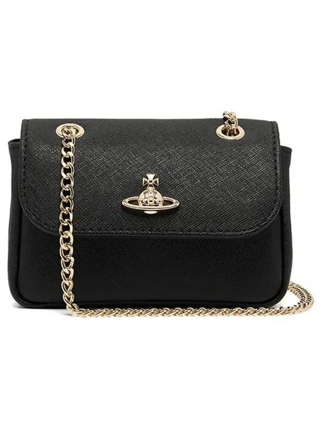 Logo Small Chain Cross Bag Black - VIVIENNE WESTWOOD - BALAAN 5