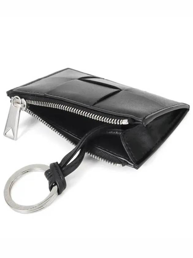 Intrecciato Silver Plated Pouch Key Holder Black - BOTTEGA VENETA - BALAAN 4