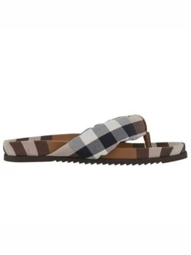 Check Pattern Cotton Flip Flops Brown - BURBERRY - BALAAN 2