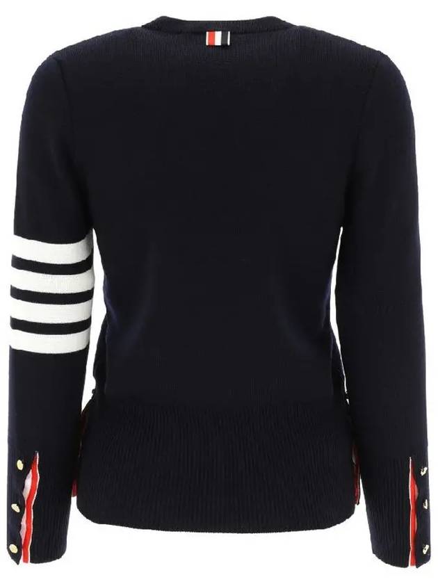 4-Bar Milano Stitch Crew Neck Knit Top Navy - THOM BROWNE - BALAAN 4