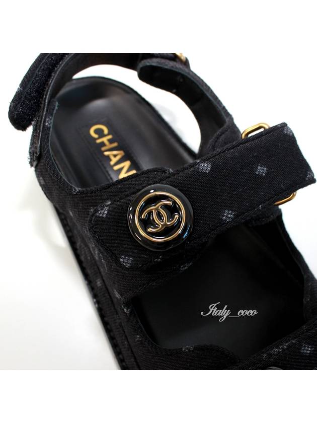 Sandals Printed Denim Black - CHANEL - BALAAN 8