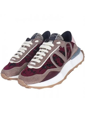 Women s Race Runner Fur Sneakers Burgundy 5W2S0DY9 XAL Z2R 1120195 - VALENTINO - BALAAN 1