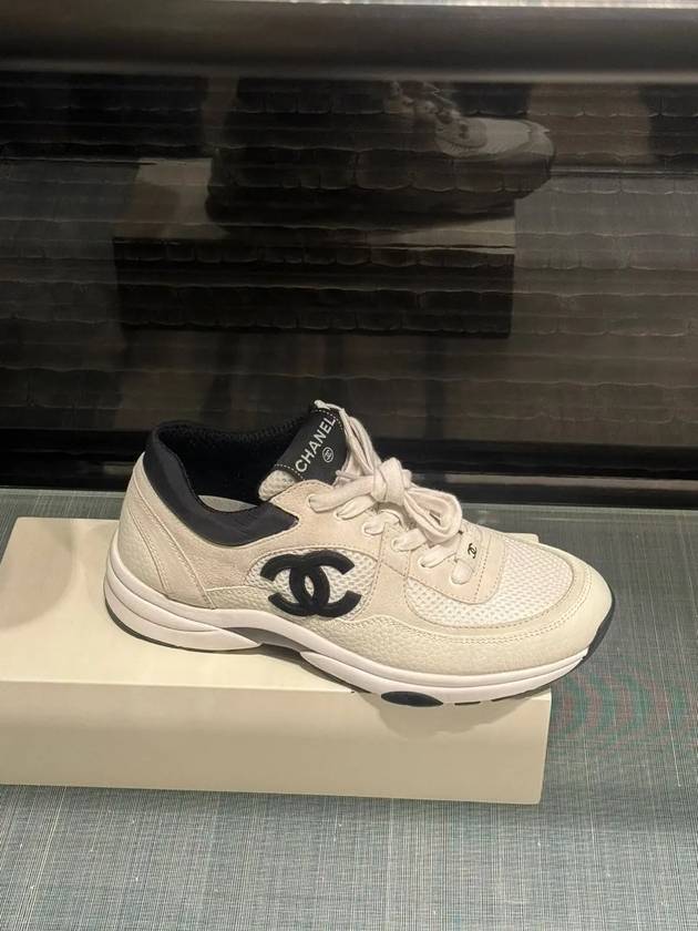 CC Logo Suede Tennis Low Top Sneakers Black - CHANEL - BALAAN 4