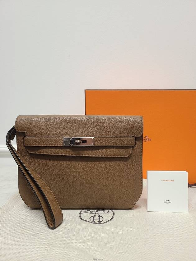 Used luxury goods Louis It Kakao Togo silver Kelly Depeche 25 clutch bag - HERMES - BALAAN 9