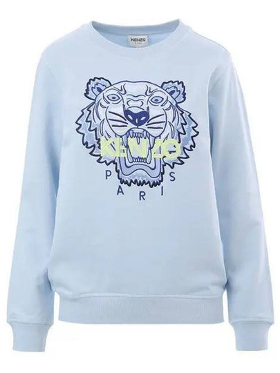 Boys Pale Tiger Head Crew Neck Sweatshirt Blue - KENZO - BALAAN 2