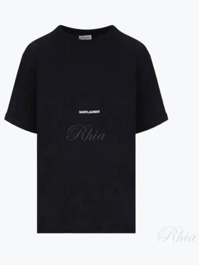 Rive Gauche Short Sleeve T-Shirt Black - SAINT LAURENT - BALAAN 2