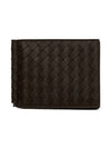 Intrecciato Money Clip Card Wallet Dark Brown - BOTTEGA VENETA - BALAAN 3