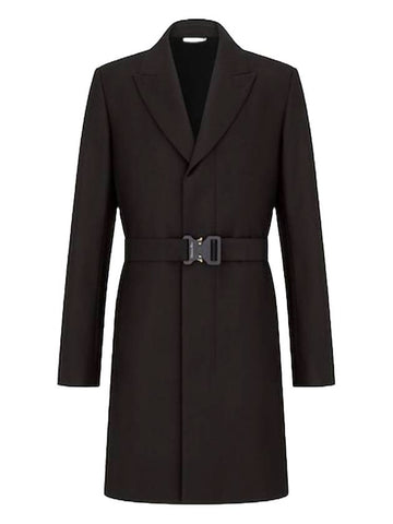 Logo Buckle Wool Single Coat Black - DIOR - BALAAN 1