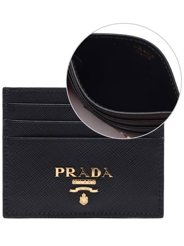 Logo Leather Card Wallet Black - PRADA - BALAAN 3