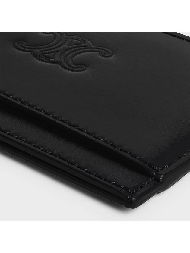 Satinated Calfskin Triomphe Embossed Card Wallet Black - CELINE - BALAAN 5