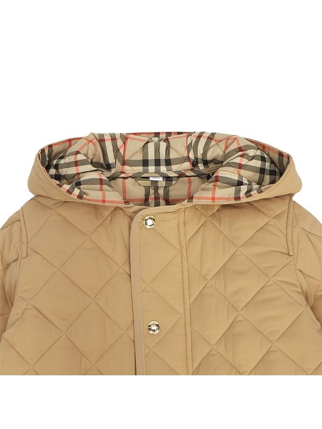 Kids Diamond Quilted Hooded Coat Beige - BURBERRY - BALAAN 5