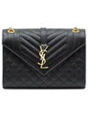 Gold Matelass Grain De Poudre Envelope Medium Shoulder Bag Black - SAINT LAURENT - BALAAN 2