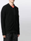 Men's Wappen Patch Embossed Zip Up Hoodie Black - STONE ISLAND - BALAAN 3