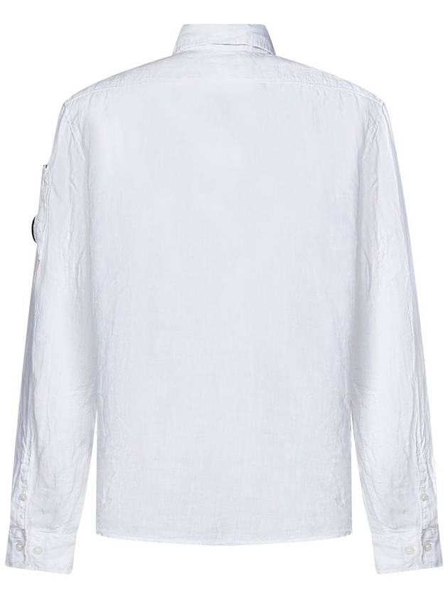 Linen Pocket Long Sleeve Shirt White - CP COMPANY - BALAAN 3