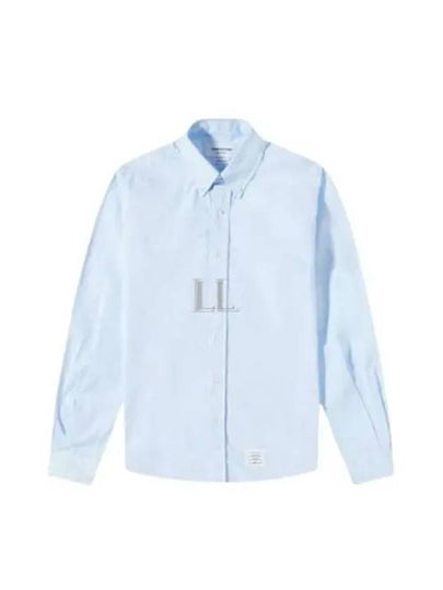 Men's Grosgrain Placket Solid Poplin Long Sleeve Shirt Light Blue - THOM BROWNE - BALAAN 2