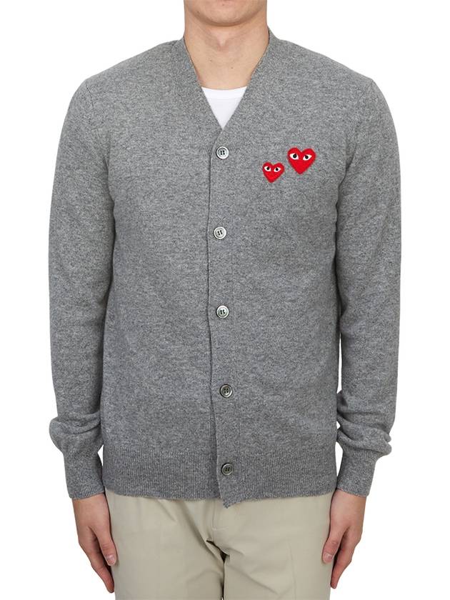 Heart Patch Button Cardigan Grey - COMME DES GARCONS PLAY - BALAAN 2