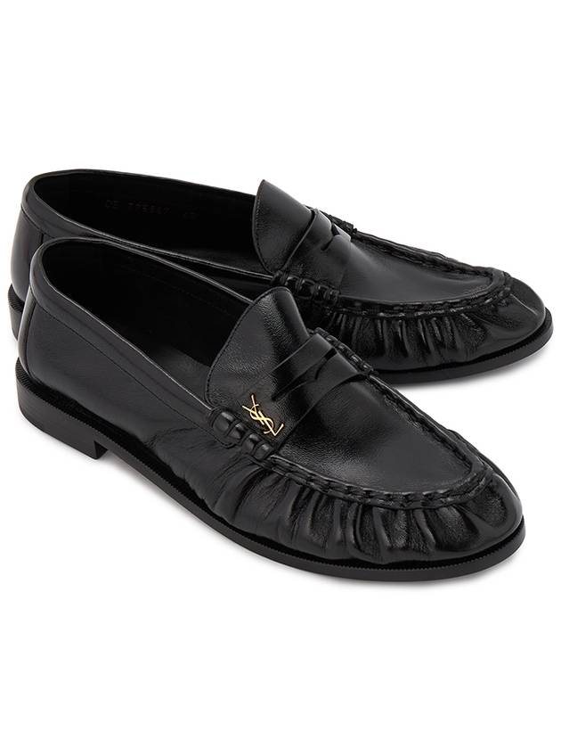 Le Signature Cassandre Logo Plaque Lamb Skin Loafer Black - SAINT LAURENT - BALAAN 2