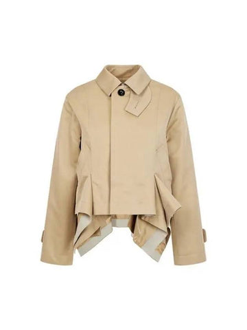 Women s Handkerchief Hem Gabardine Jacket Dark Beige - SACAI - BALAAN 1