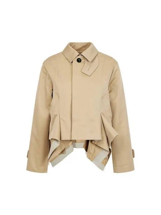 Women s Handkerchief Hem Gabardine Jacket Dark Beige - SACAI - BALAAN 1