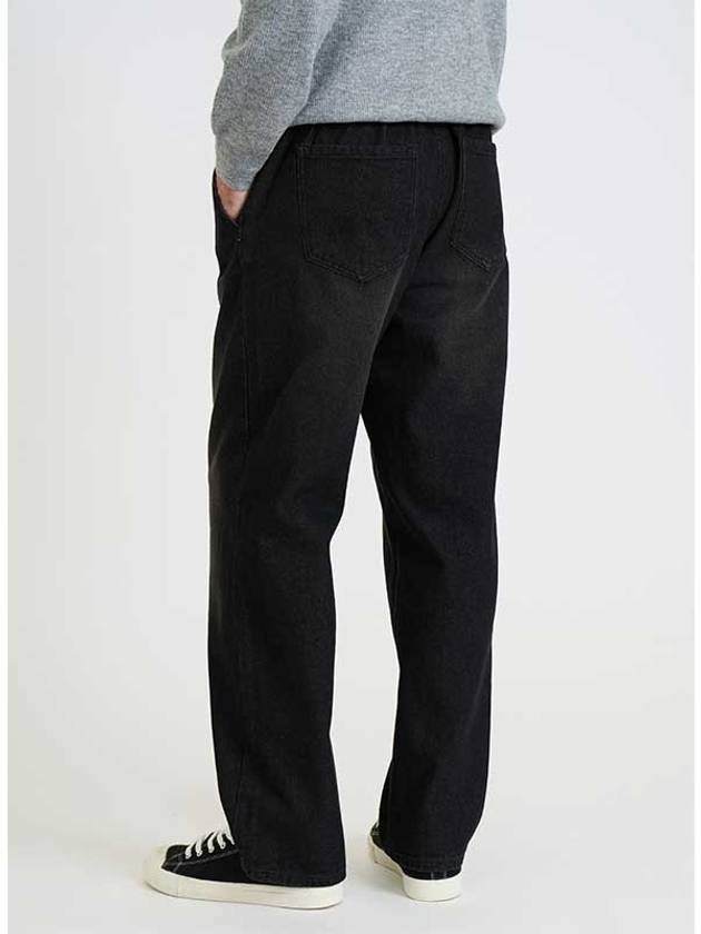 Wide fit banded denim pants WASHED BLACK - BLACKBROWN - BALAAN 3