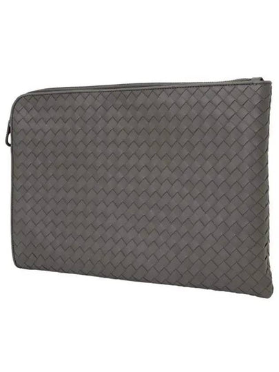 Intrecciato Weaving Zipper Medium Clutch Bag Brown - BOTTEGA VENETA - BALAAN 2