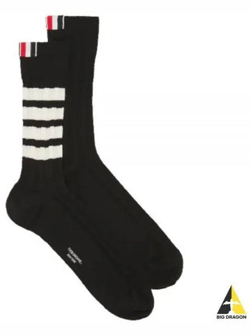 4 Bar Stripe Merino Wool Socks Black Mid Gray MAS136A Y1020 - THOM BROWNE - BALAAN 1