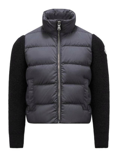 Kids Padded Wool Zip-Up Cardigan Black - MONCLER - BALAAN 1