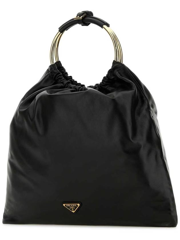 Logo Nappa Leather Tote Bag Black - PRADA - BALAAN 4