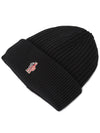 Grenoble Embroidered Logo Padded Wool Beanie Black - MONCLER - BALAAN 4