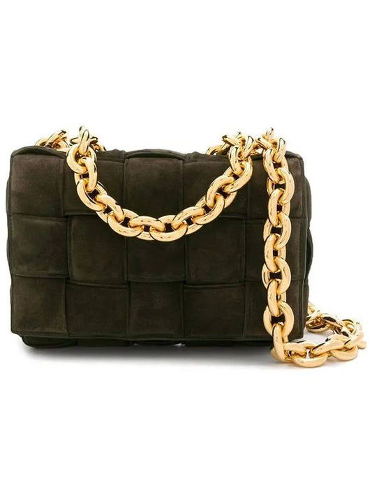 Chain Cassette Suede Shoulder Bag Fondente - BOTTEGA VENETA - BALAAN 2