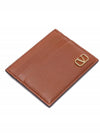 V Logo Signature Card Wallet Brown - VALENTINO - BALAAN 6