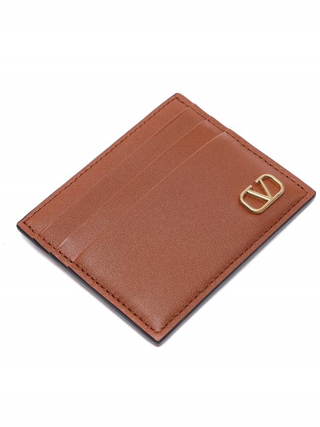 v logo signature card wallet brown - VALENTINO - BALAAN.