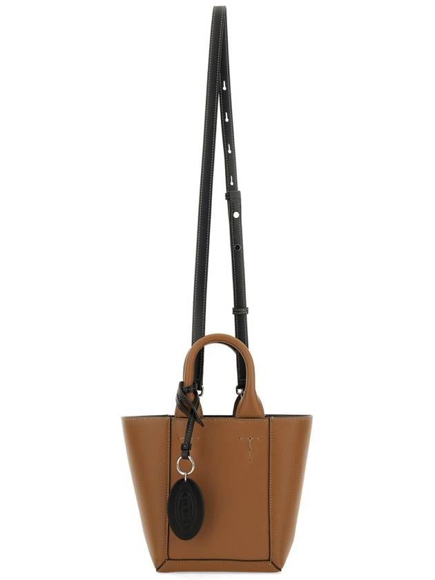 Double Up Leather Tote Bag Brown - TOD'S - BALAAN 3