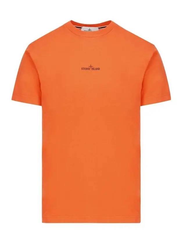 Tricromia Three Print Cotton Jersey T-Shirt Orange - STONE ISLAND - BALAAN 1