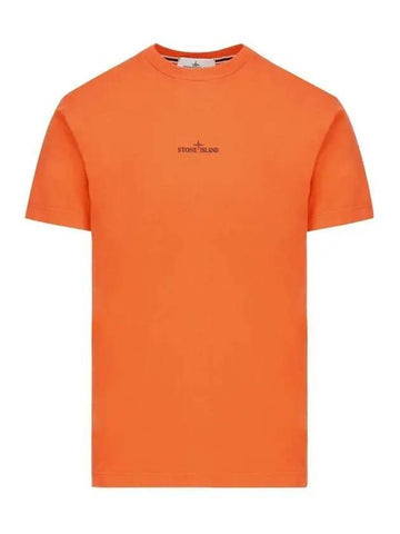 Tricromia Three Print Cotton Jersey T-Shirt Orange - STONE ISLAND - BALAAN.