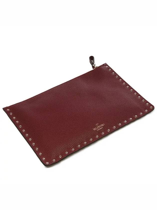 Gold Rockstud Clutch Burgundy VW2P0269VSH C52 - VALENTINO - BALAAN 6