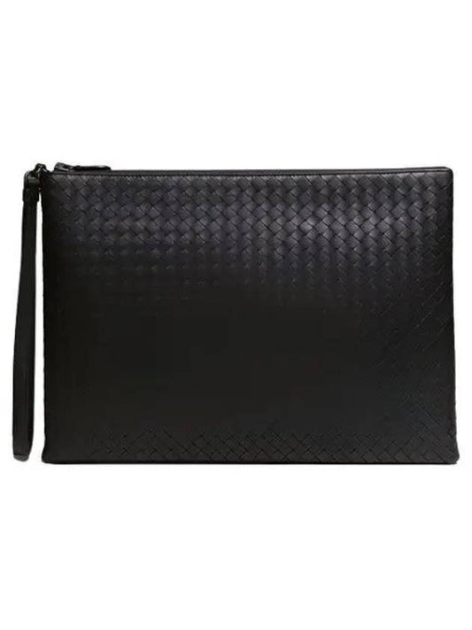 Intrecciato Strap Clutch Bag Black - BOTTEGA VENETA - BALAAN 1